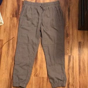 Gray Linen Jogger Pants